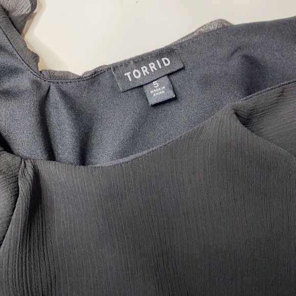Torrid Ruffle Chiffon Babydoll Tank Top Black 5X - Picture 7 of 9